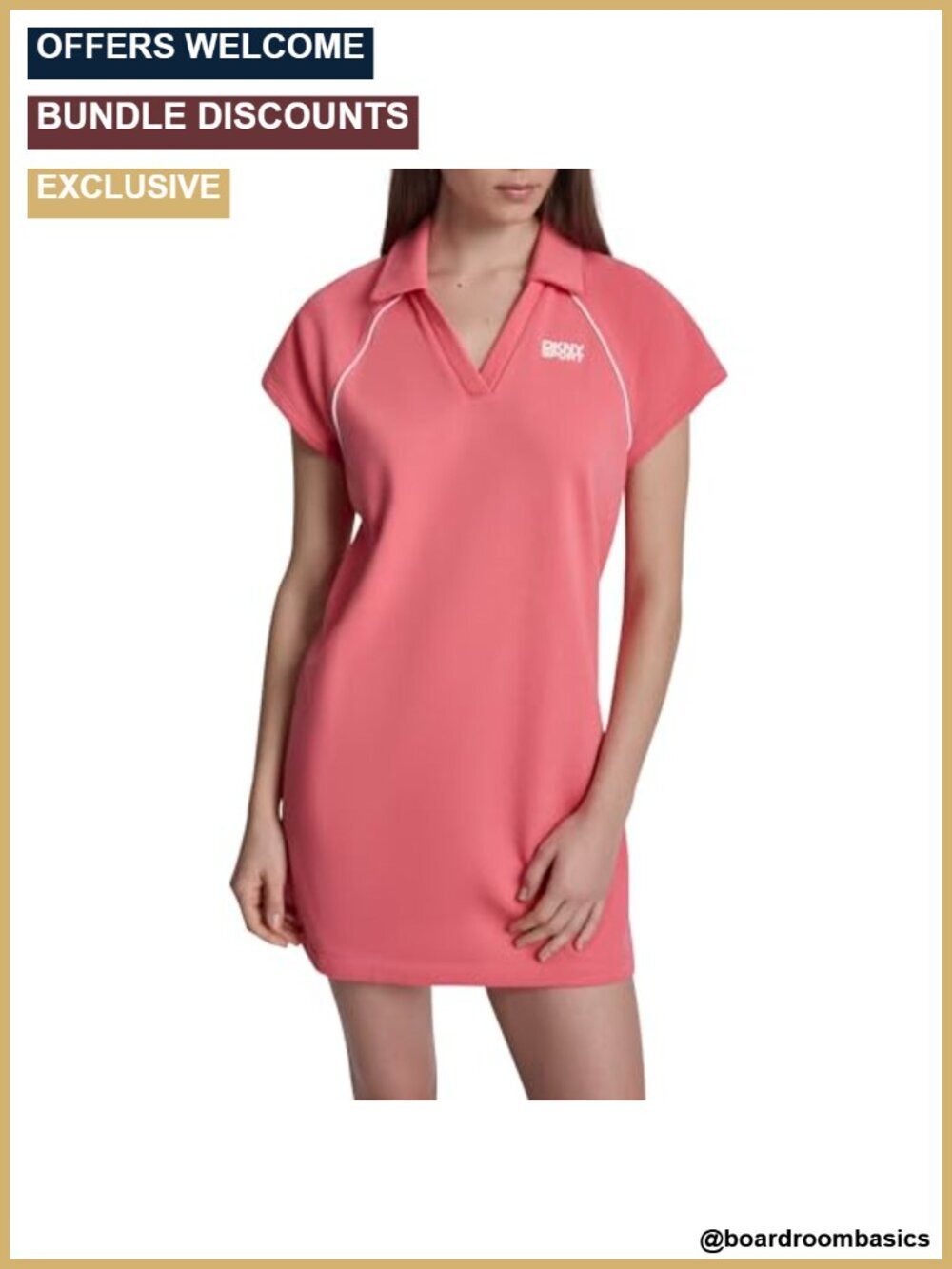 DKNY Women's Casual Shift Dress - Cotton Poly French Terry, Short Sleeve,